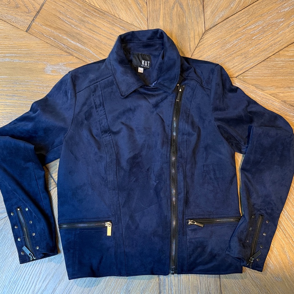 Kut from the Kloth Women's Medium Faux Suede Deep Blue Jacket